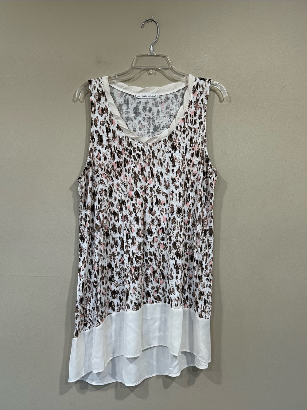 Maurices White Leopard-Print Sleeveless Tunic with Pink Accents Size 0